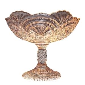 Antique Vintage look glass scalloped pedestal bowl dish